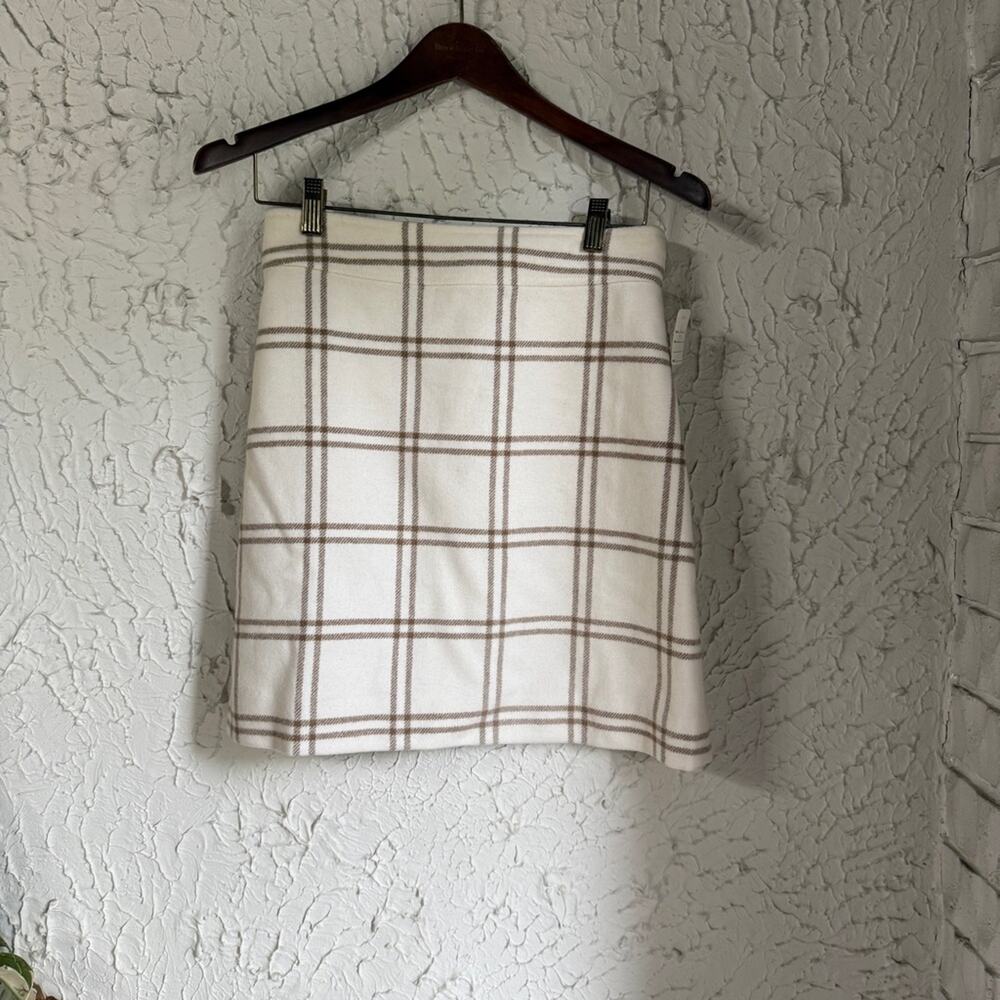 J. Crew Cream and Cream Plaid Mini Skirt